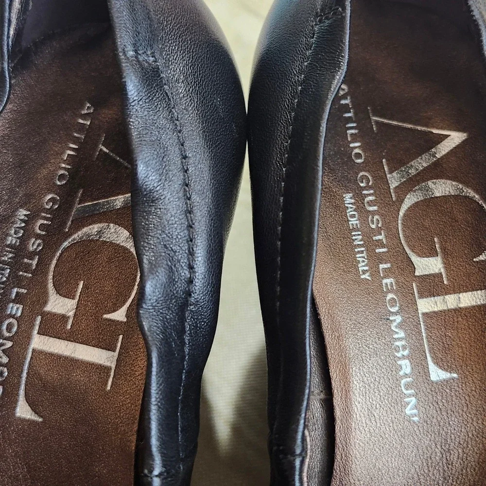 AGL Attilio Giusti Leombruni Wedge Pumps Women 36.5 Black Leather Patent Cap Toe